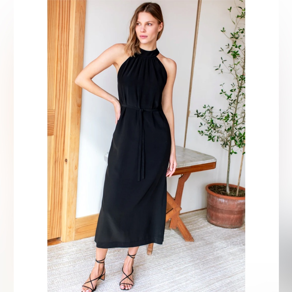 Emerson Fry Black Halter Maxi Dress